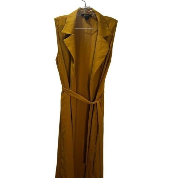 NWOT FOREVER 21 Linen Blend Notched Long Vest‎ Large - Picture 1 of 4